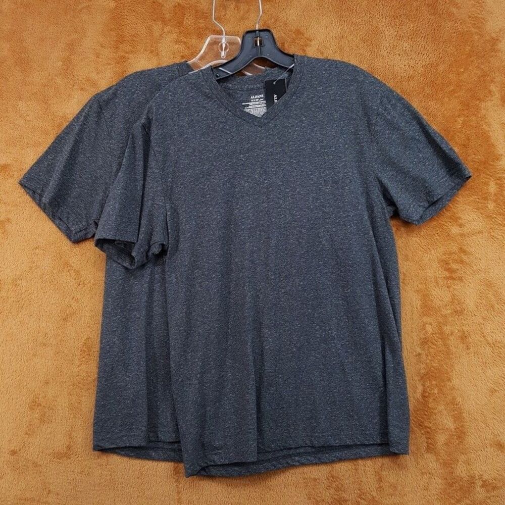 ALFANI Shirt Mens Small Dark Grey V-Neck Pullover Set of 2 Cotton Blend